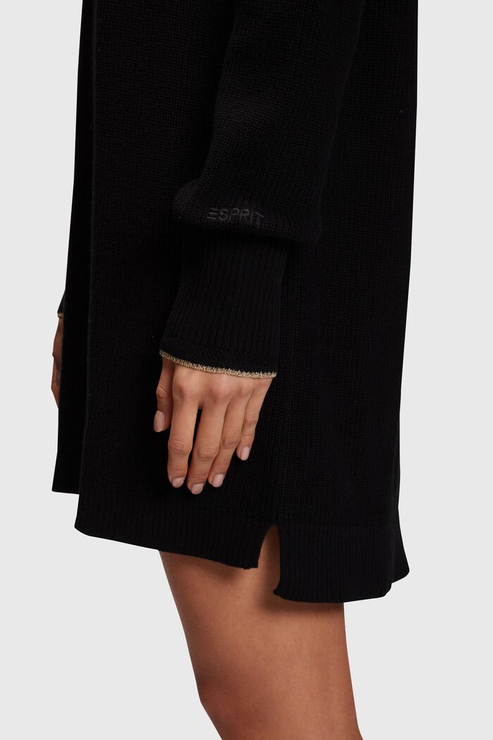 Knitted turtleneck dress with cashmere, BLACK, detail image number 3