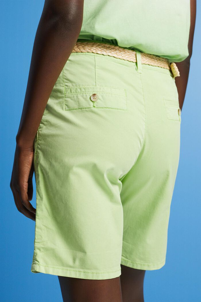 Shorts with braided raffia belt, CITRUS GREEN, detail image number 2