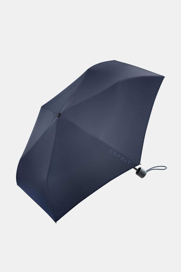 Pocket umbrella in navy blue with logo print, SAILOR BLUE, detail image number 0