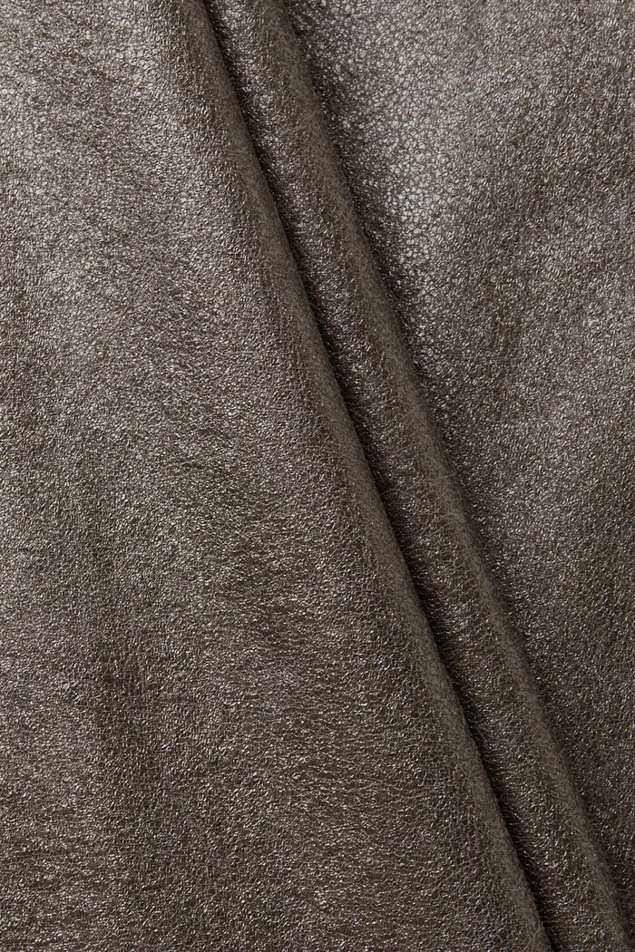 Metallic faux leather midi skirt, GUNMETAL, detail image number 7