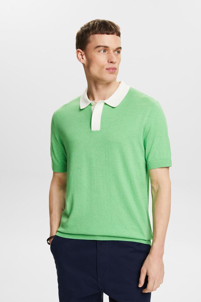 針織短袖POLO風恤衫, 柑橘綠, detail image number 0