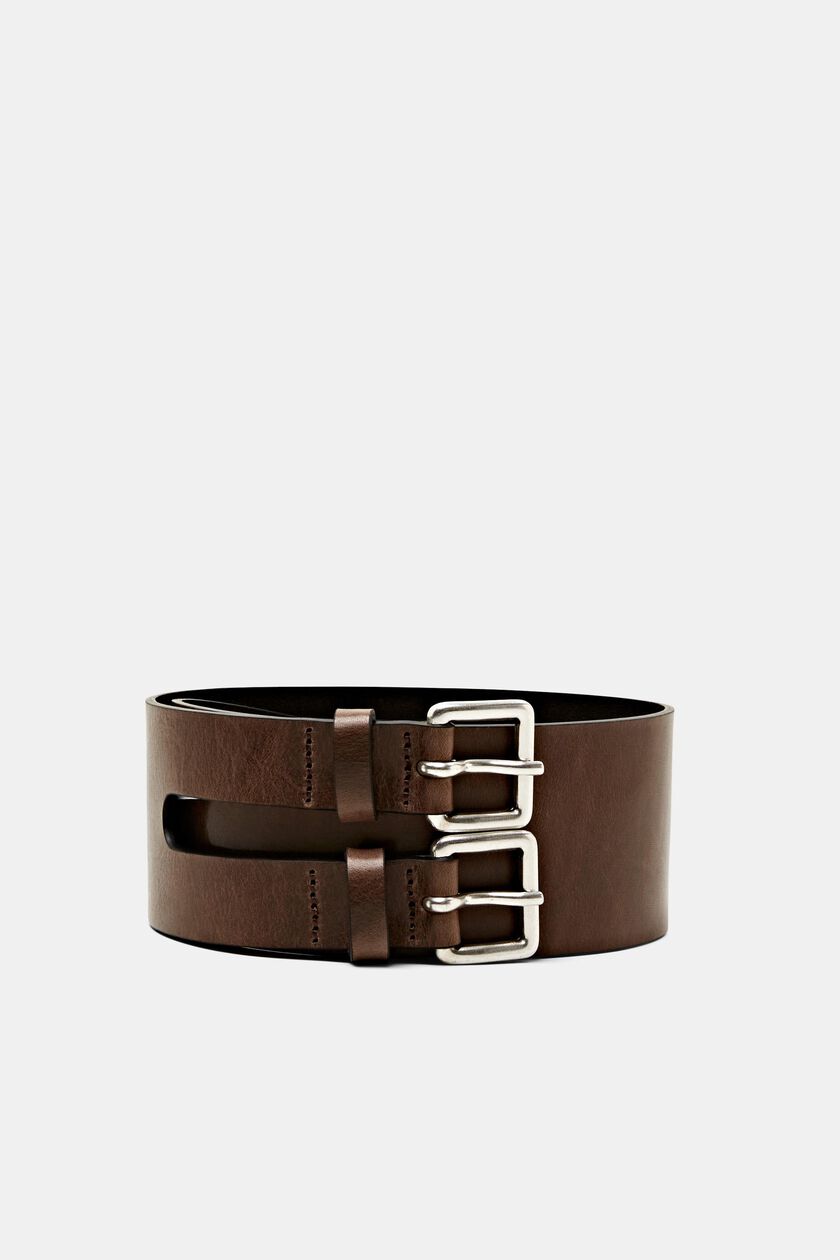 Dual Buckle Leather Belt