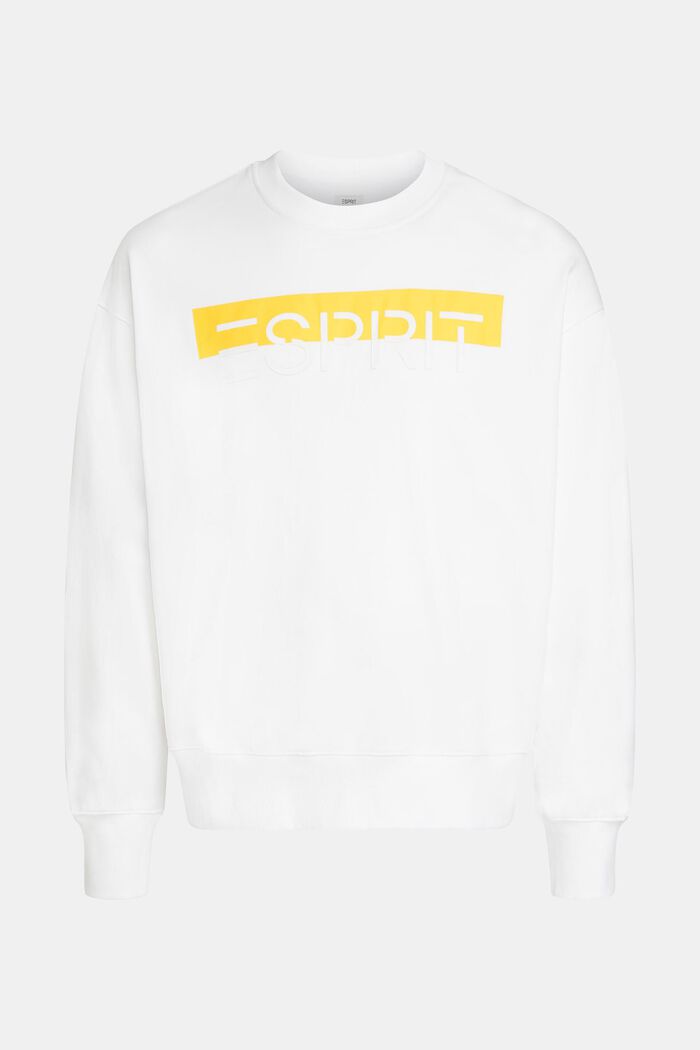 Matte shine logo applique sweatshirt, WHITE, detail image number 4