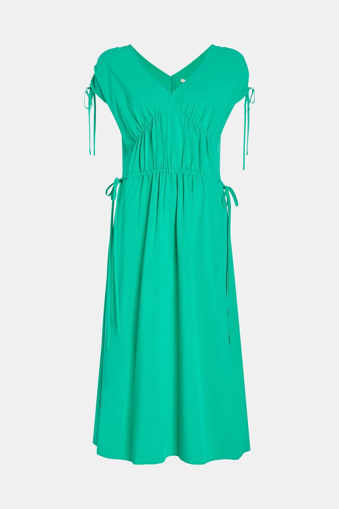 Rayon silk v-neck dress, GREEN, detail image number 4