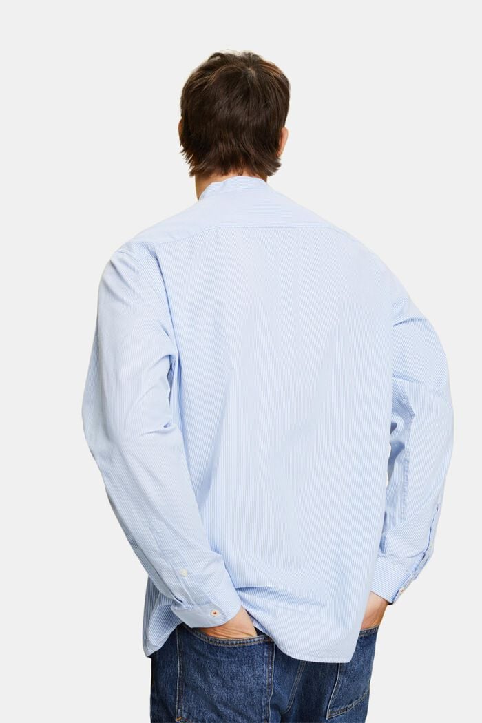 棉質立領細條紋襯衫, 灰藍色, detail image number 3