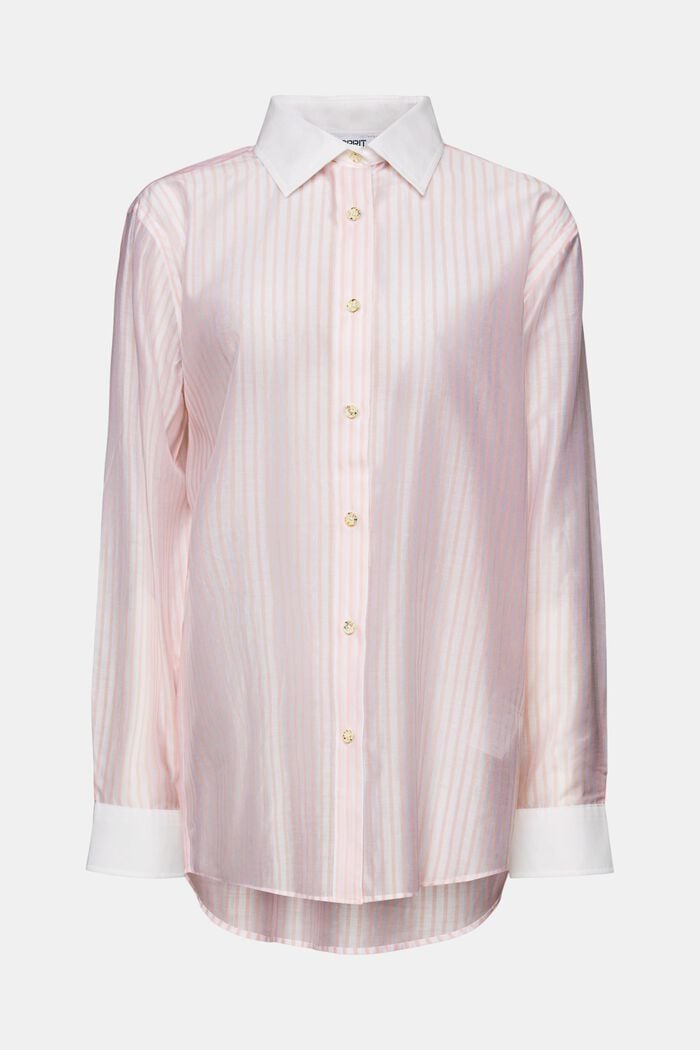 Sheer Striped Button-Down Shirt, PASTEL PINK, detail image number 6