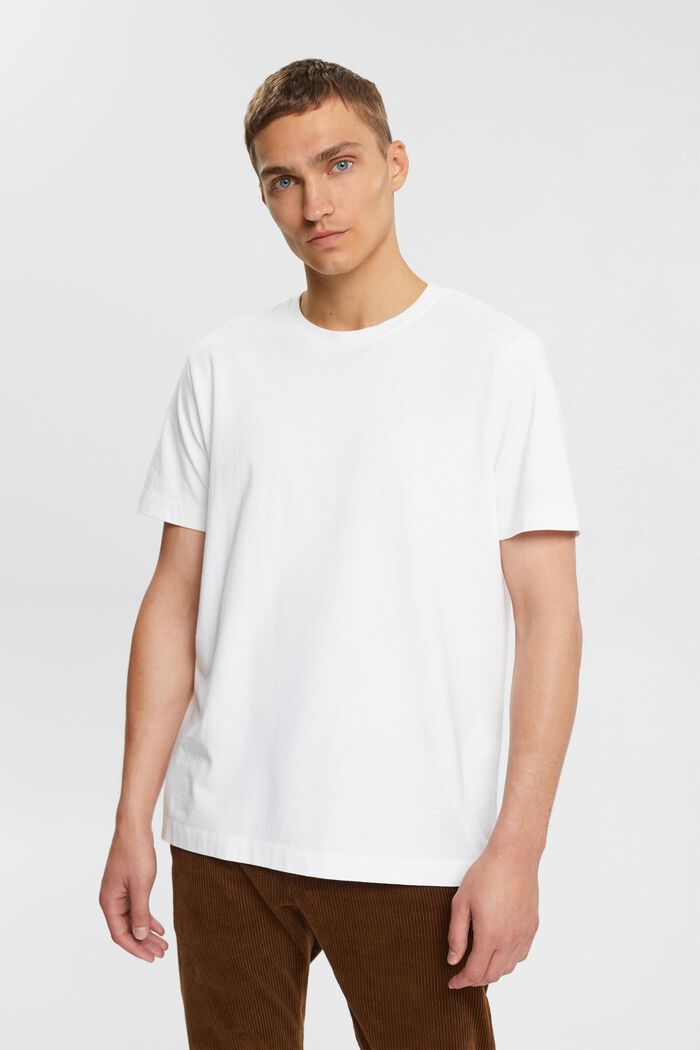 Plain T-shirt, WHITE, detail image number 1