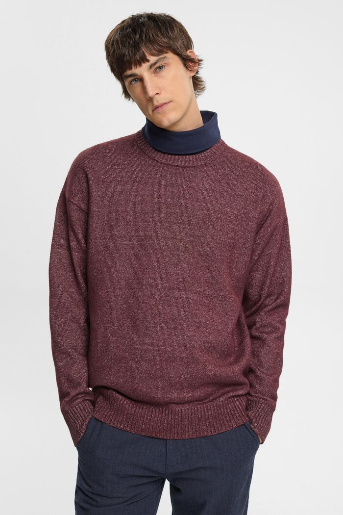 Crewneck Sweater, BORDEAUX RED, detail image number 0