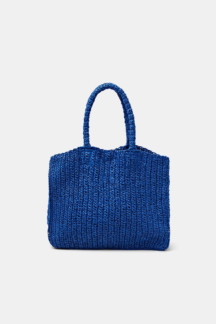Woven Straw Tote, BRIGHT BLUE, detail image number 0