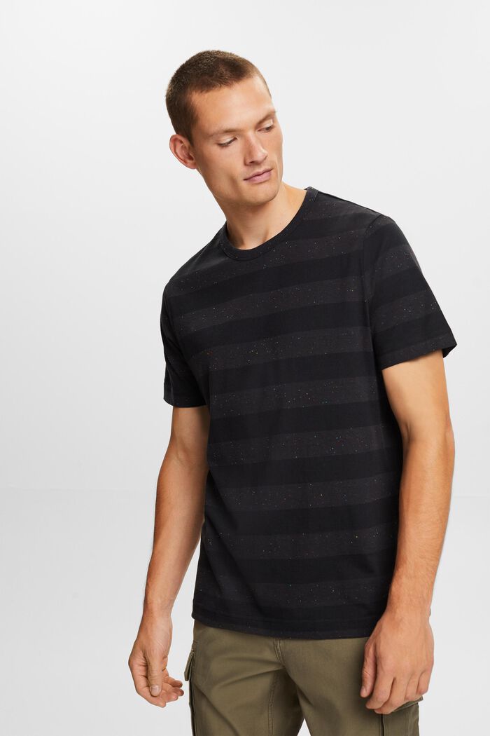 Striped Nep Yarn T-Shirt, ANTHRACITE, detail image number 0