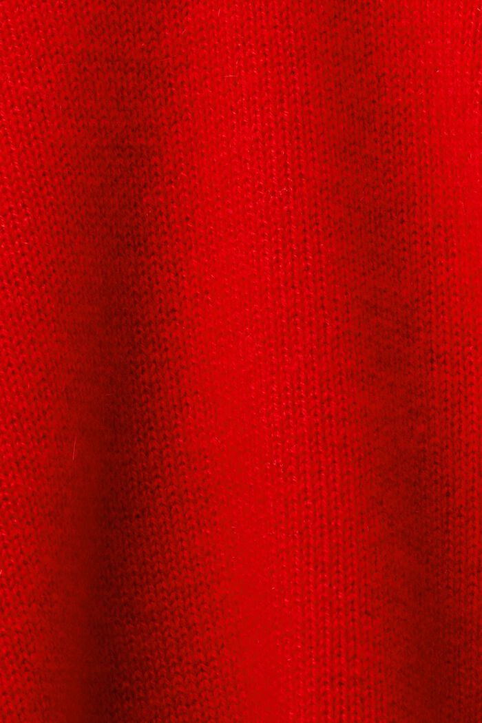 V領羊絨毛衣, 紅色, detail image number 6