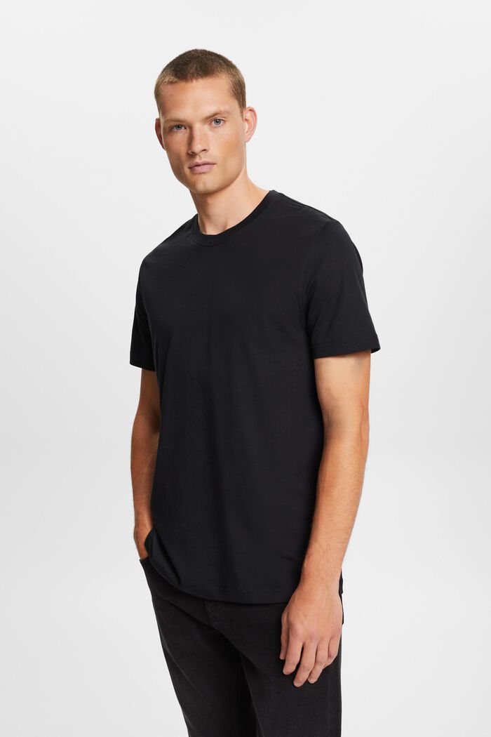 Pima Cotton-Jersey Crewneck T-Shirt, BLACK, detail image number 0