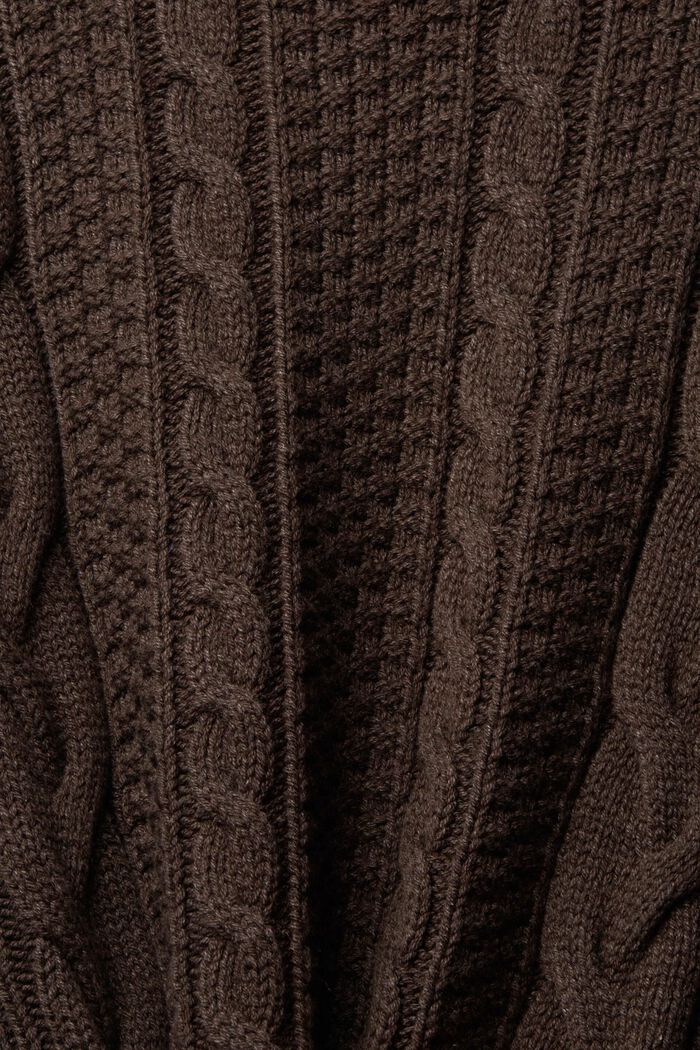 絞花針織毛衣, 深棕色, detail image number 1