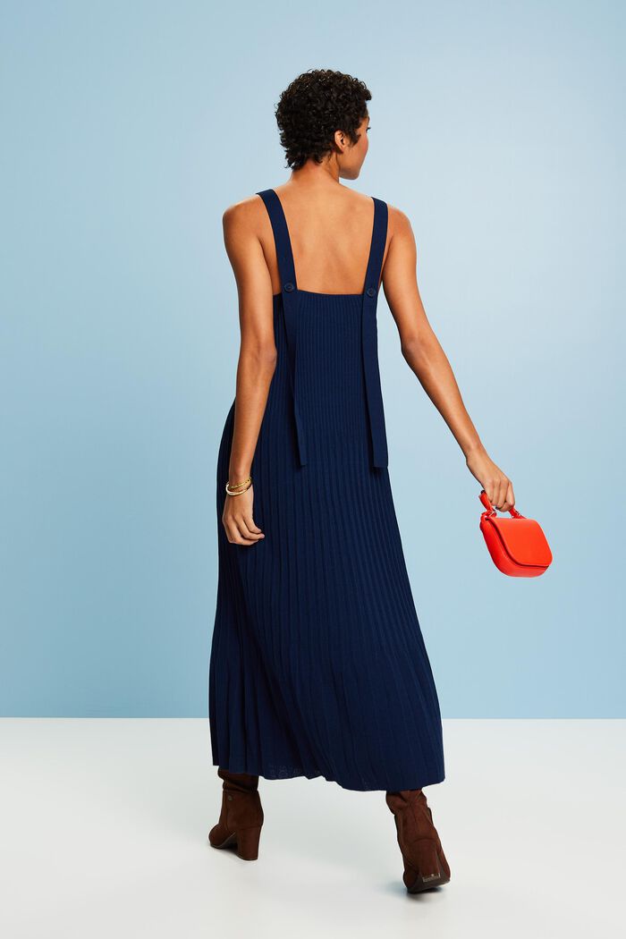 Pleated Knit Midi Dress, NAVY, detail image number 2