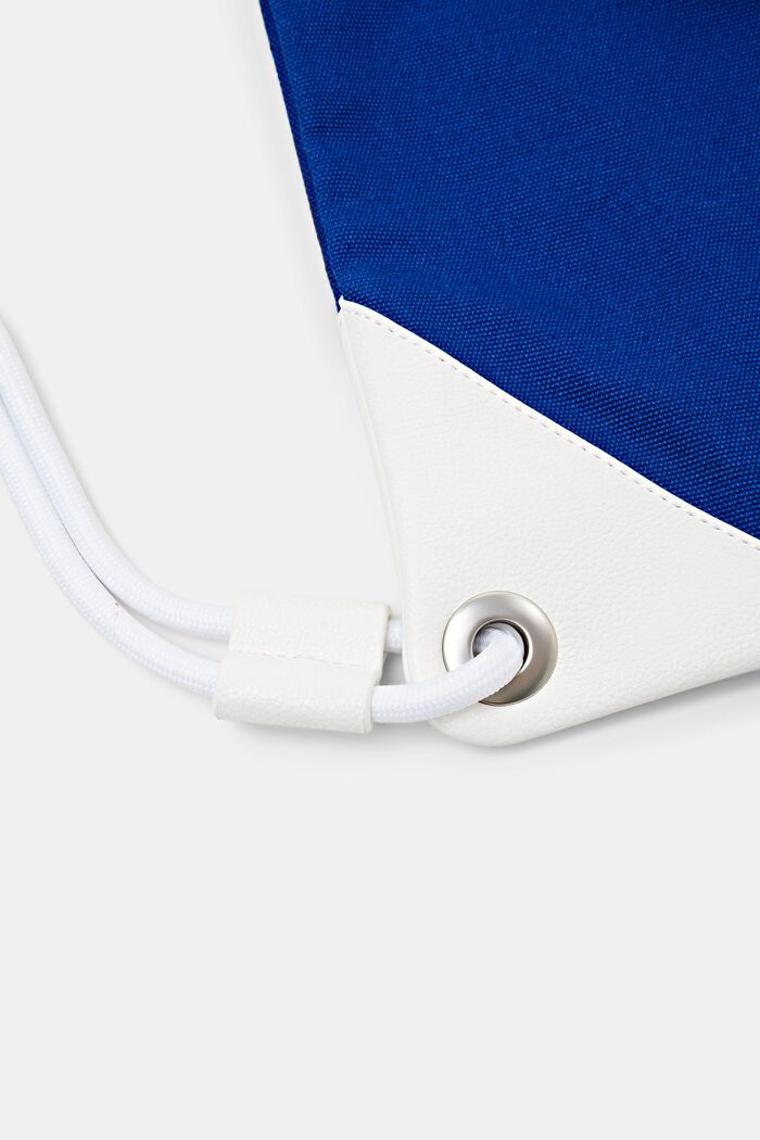 LOGO標誌棉質帆布抽繩背囊, 藍色, detail image number 4