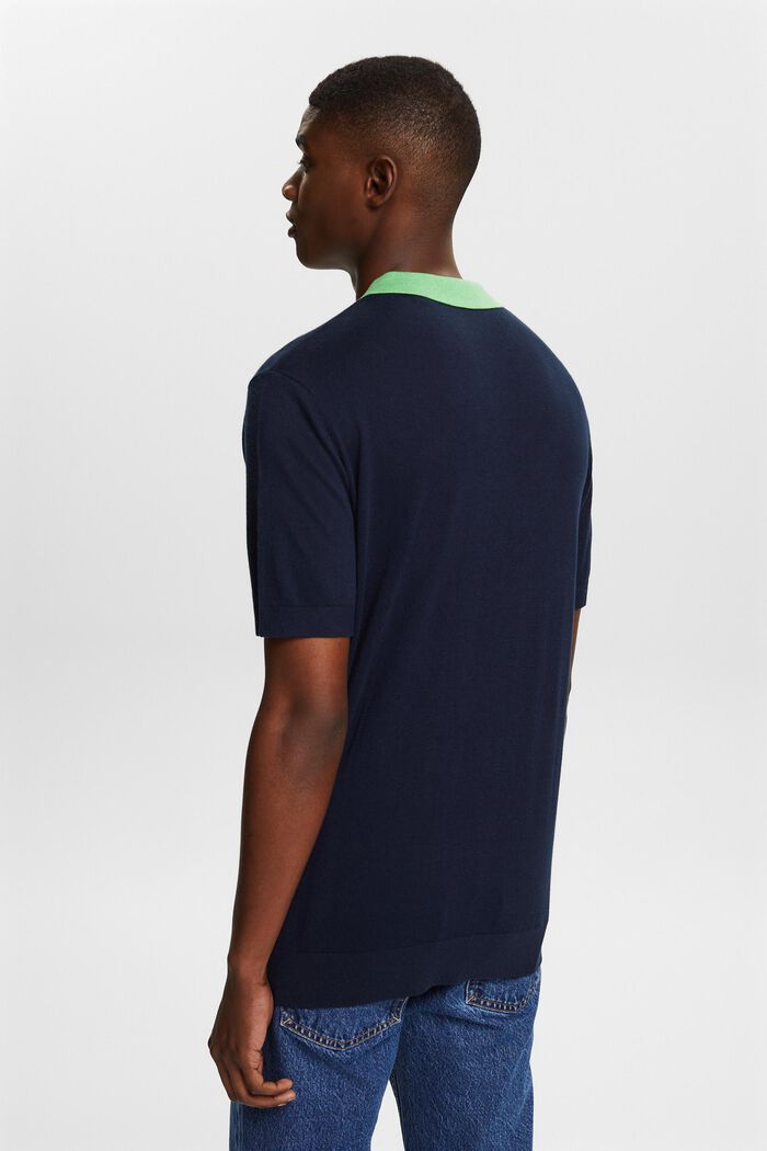 針織短袖POLO風恤衫, 海軍藍, detail image number 2