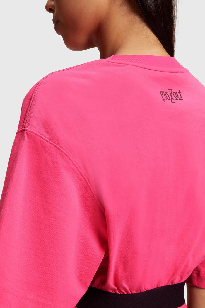 短身螢光羅紋袖口標誌 T 恤, 粉紅色, detail image number 2