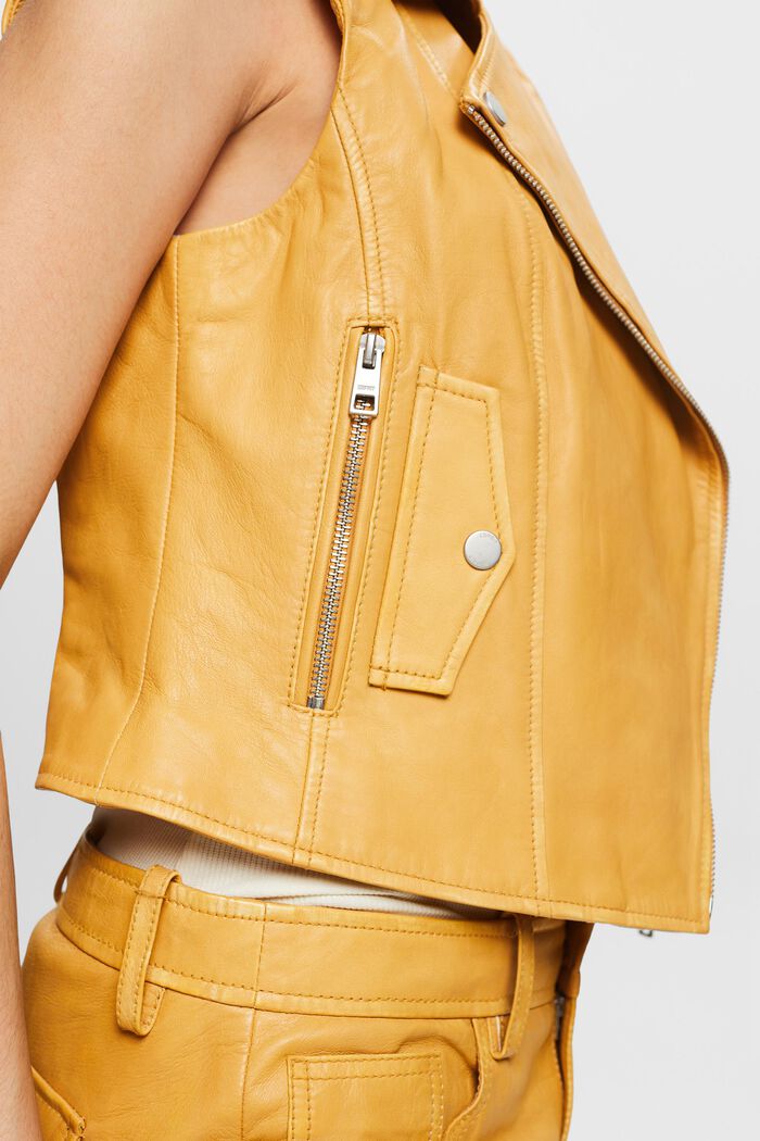 Vests outdoor leather, 黃色, detail image number 4