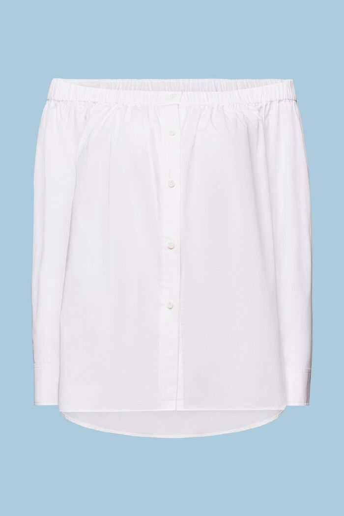‌一字肩女裝恤衫, 白色, detail image number 6
